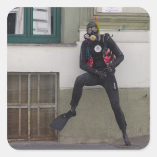 Sticker Carré Plongeur Scuba