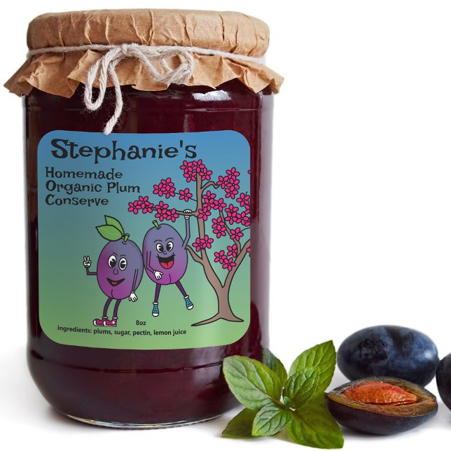 Sticker Carré Plum Pals Drôle Cartoon Preserve Tart et plus (Créateur téléchargé)