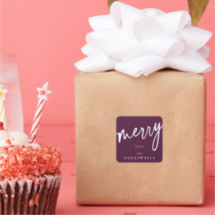 Sticker Carré Plum personnalisé + blanc "Joyeux" Noël/Fête