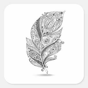 Sticker Carré Plume tribale inspirée