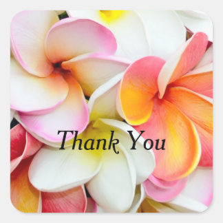 Sticker Carré Plumeria Fleur Coloré Pétales Merci