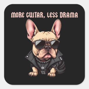 Sticker Carré Plus de guitare, moins de drame