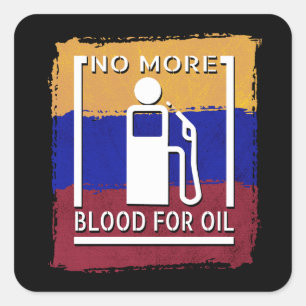 Sticker Carré Plus de sang pour le pétrole, conception chrétienn