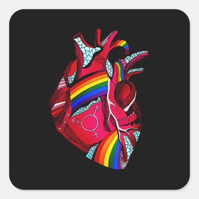 Sticker Carré Plus Fierté Moins Préjugés Lgbt Gay Fière Ally Fie (Devant)
