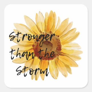 Sticker Carré plus fort que la tempête - collant de tournesol