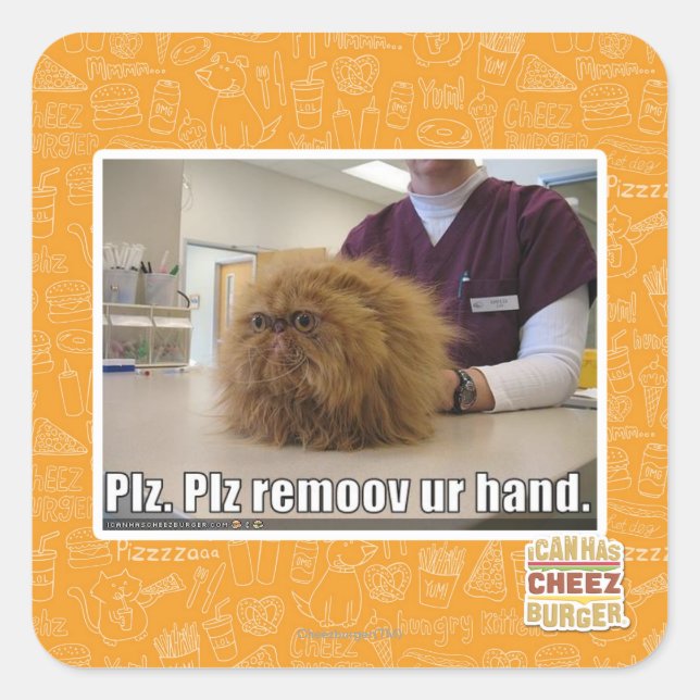Sticker Carré Plz remoov votre main (Devant)