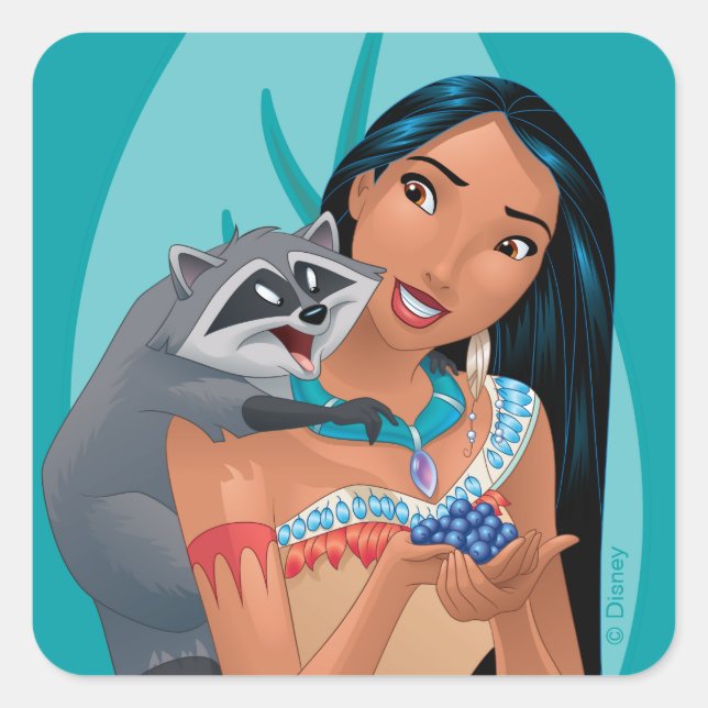 Sticker Carré Pocahontas et Meeko (Devant)