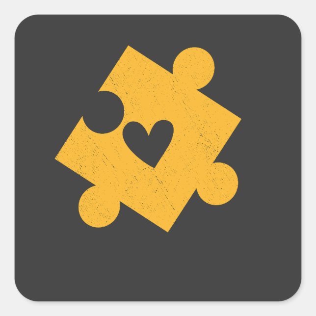 Sticker Carré Poche de pièce de puzzle jaune sensibilisation sur (Devant)