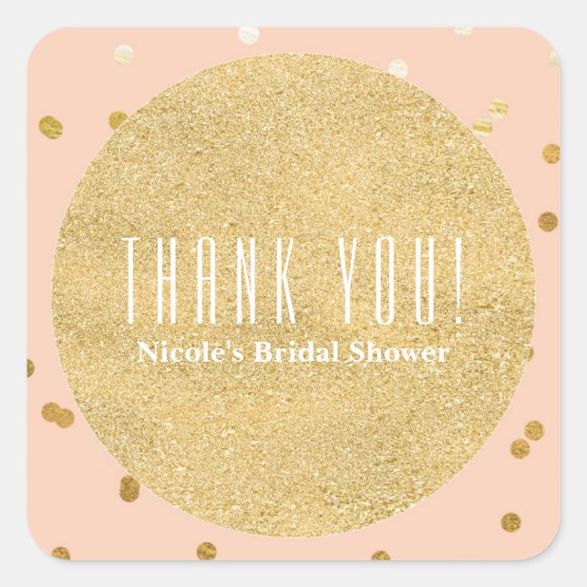 Sticker Carré Poche & Or Brillante Confetti Dots Moderne Chic Fa (Devant)