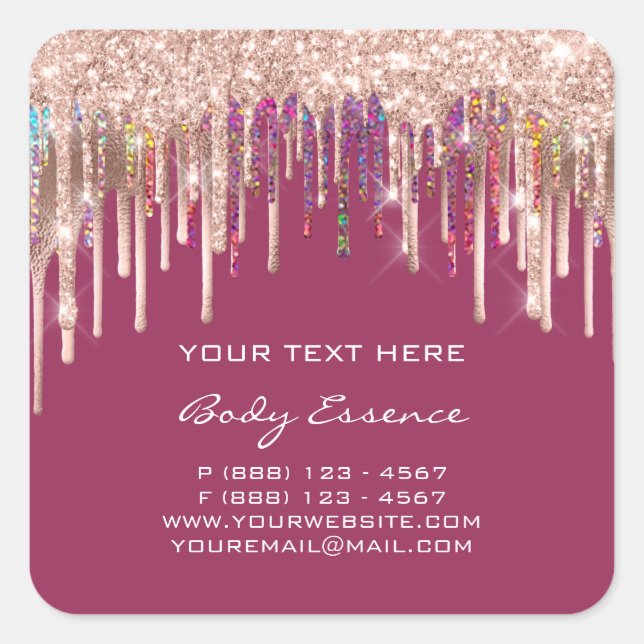 Sticker Carré Poches de maquillage Holographe Rose (Devant)