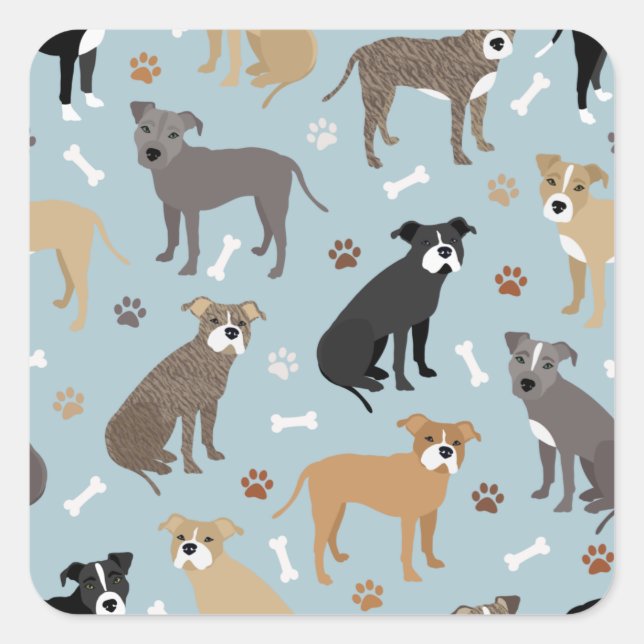 Sticker Carré Poches et os Pitbulles (Devant)