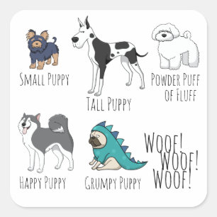 Sticker Carré Poème chiot