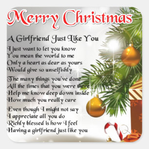 Sticker Carré Poème Girfriend - Design de Noël