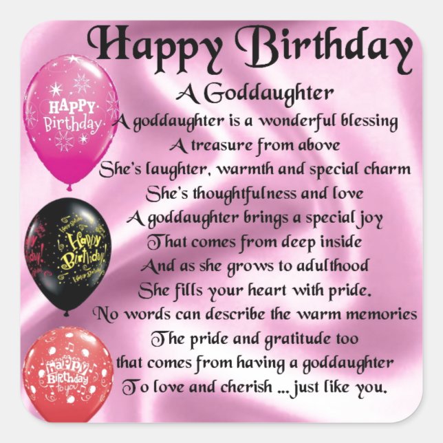 Sticker Carré Poème Godgirl - Joyeux anniversaire (Devant)