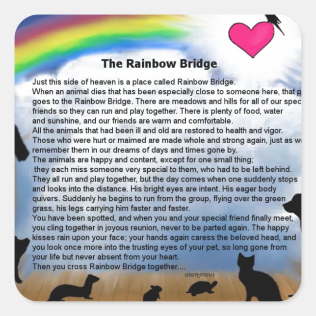 Sticker Carré Poème Rainbow Bridge (Devant)