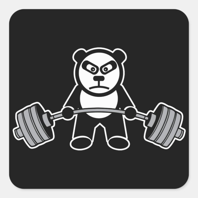Sticker Carré Poids Levant Panda Ours Anime Dessin - Entraînemen (Devant)