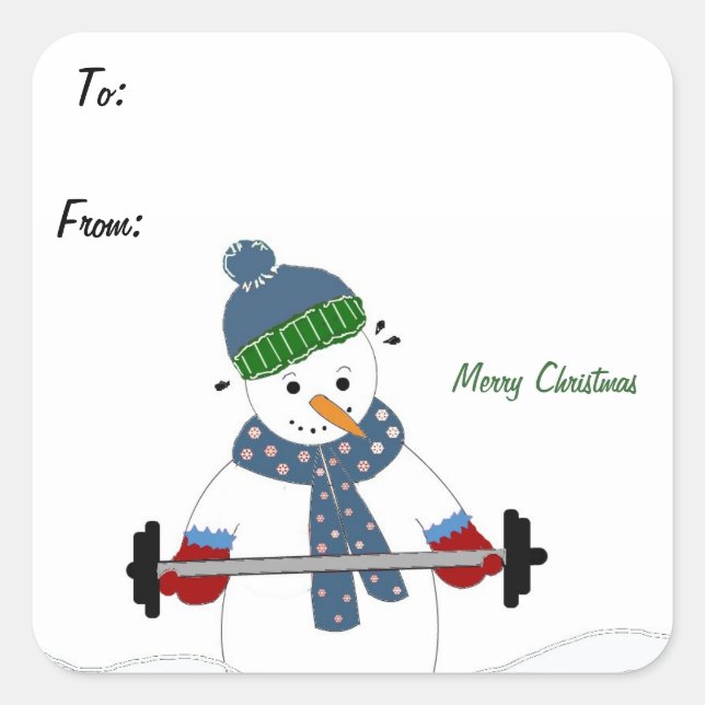 Sticker Carré Poids Lifting Snowman (Devant)