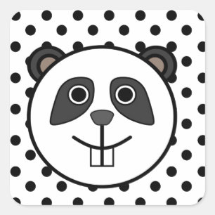Sticker Carré Points Panda Polka noir blanc