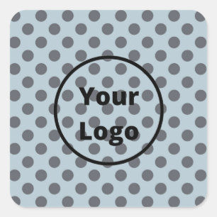 Sticker Carré Pois gris sur bleu