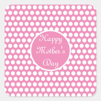 Sticker Carré Pois rose et blanc