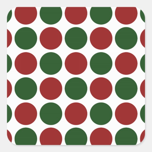 Sticker Carré Pois rouges et verts en blanc (Devant)