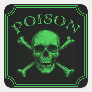 Sticker Carré Poison Crâne et os croisés Halloween Design Imprim