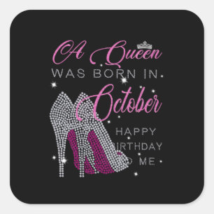 Sticker Carré Poison de Birthday   A Queen Ce que Born In Octobe