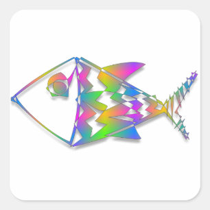 Sticker Carré Poisson Abstrait