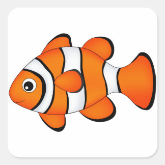 Sticker Carré poisson clown mignon