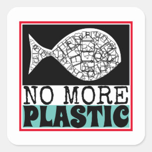 Sticker Carré Poisson en plastique, changement climatique