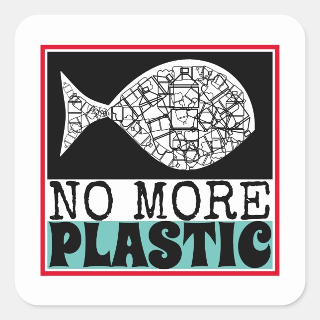 Sticker Carré Poisson en plastique, changement climatique (Devant)