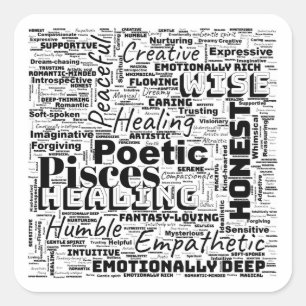 Sticker Carré Poissons Zodiac Word Cloud Inspiration