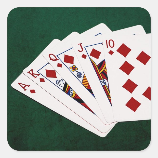 Sticker Carré Poker Hands - Brosse Royale - Costume Diamants (Devant)