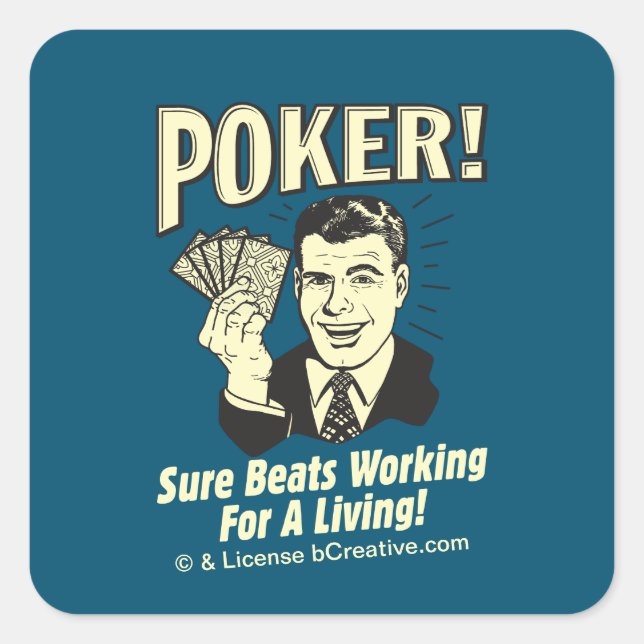 Sticker Carré Poker : Les Beats Travaillent pour Vivre (Devant)