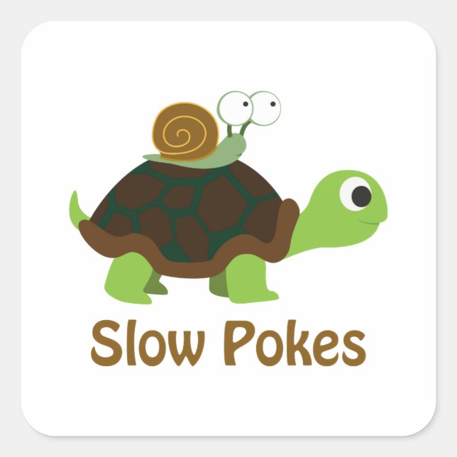 Sticker Carré Pokes lents Cute Turtle et Snail (Devant)