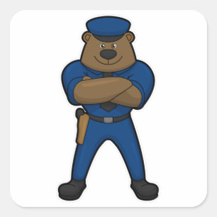 Sticker Carré Police de Bear Cop
