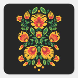 Sticker Carré 💛 🧡 ❤️ Polish superbe Folk Wycinanki
