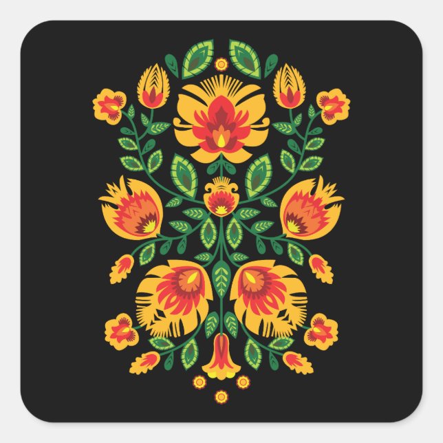 Sticker Carré 💛 🧡 ❤️ Polish superbe Folk Wycinanki (Devant)