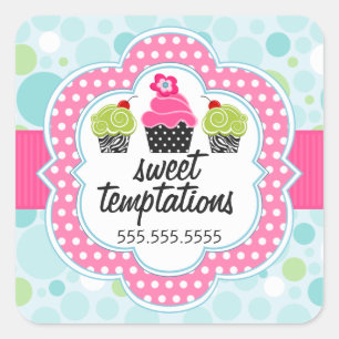 Sticker Carré Polka Dot Crazy Cupcake Boulangerie Couvercles