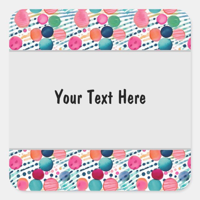 Sticker Carré Polka Dots et Rayures 12 (Devant)