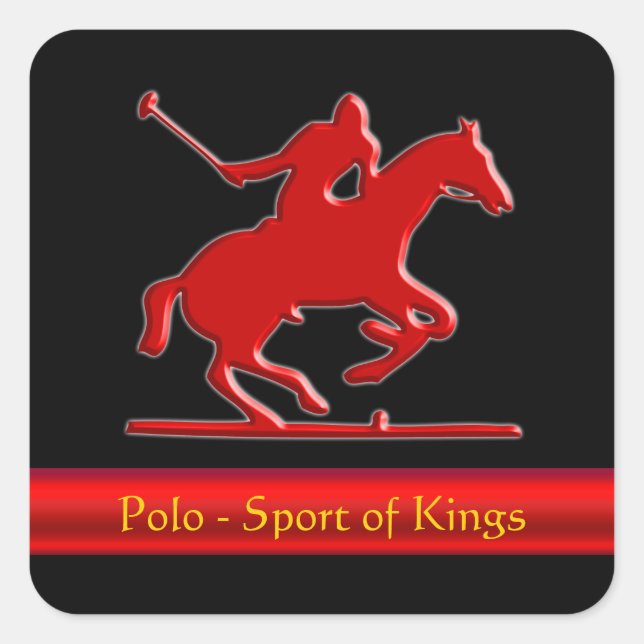 Sticker Carré Polo Pony et Rider en relief, chrome rouge (Devant)