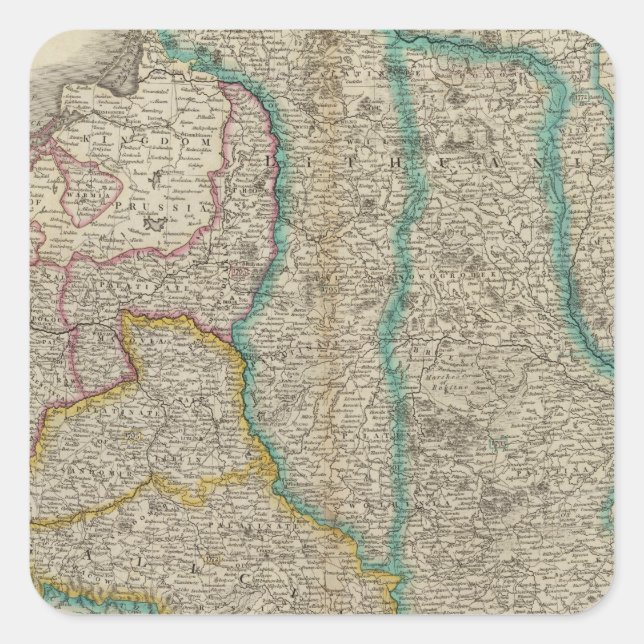 Sticker Carré Pologne, Lituanie (Devant)