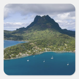 Sticker Carré Polynésie française, Bora Bora. Vue aérienne de