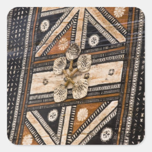 Sticker Carré Polynésie, Royaume des Tonga. Détail du tapa