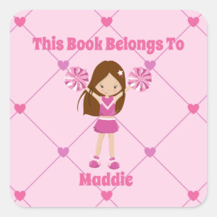 Sticker Carré Pom-pom girl Girl Cute Custom Ce Livre Appartient