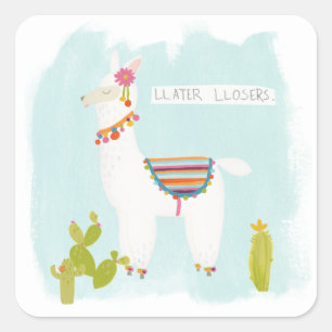 Sticker Carré Pom Pom Llama Rama - Llater Llosers