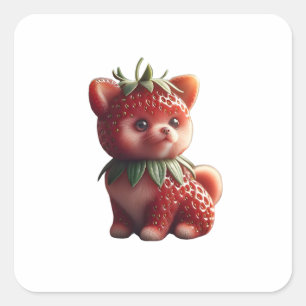 Sticker Carré Pomeranian aux fraises