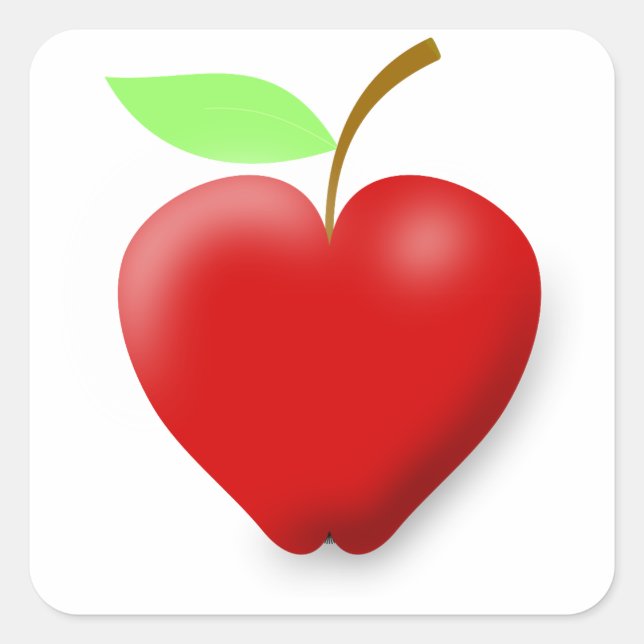 Sticker Carré pomme-148455 ROUGE COEUR FORMÉ POMME VECTEUR FRUIT (Devant)