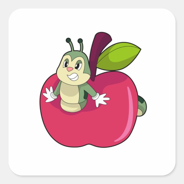 Sticker Carré Pomme Caterpillar (Devant)