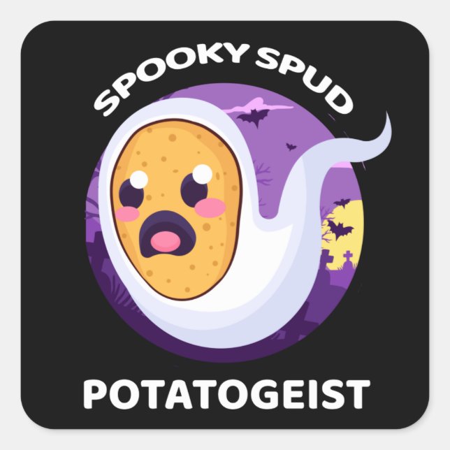 Sticker Carré Pomme de terre Éffrayante purée - Halloween mignon (Devant)
